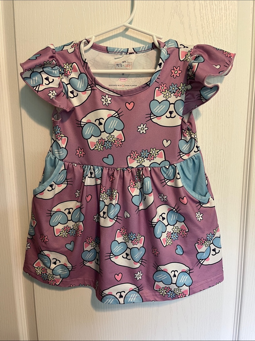 Pete + Lucy Lavender Cat Sunglasses Pocket Dress